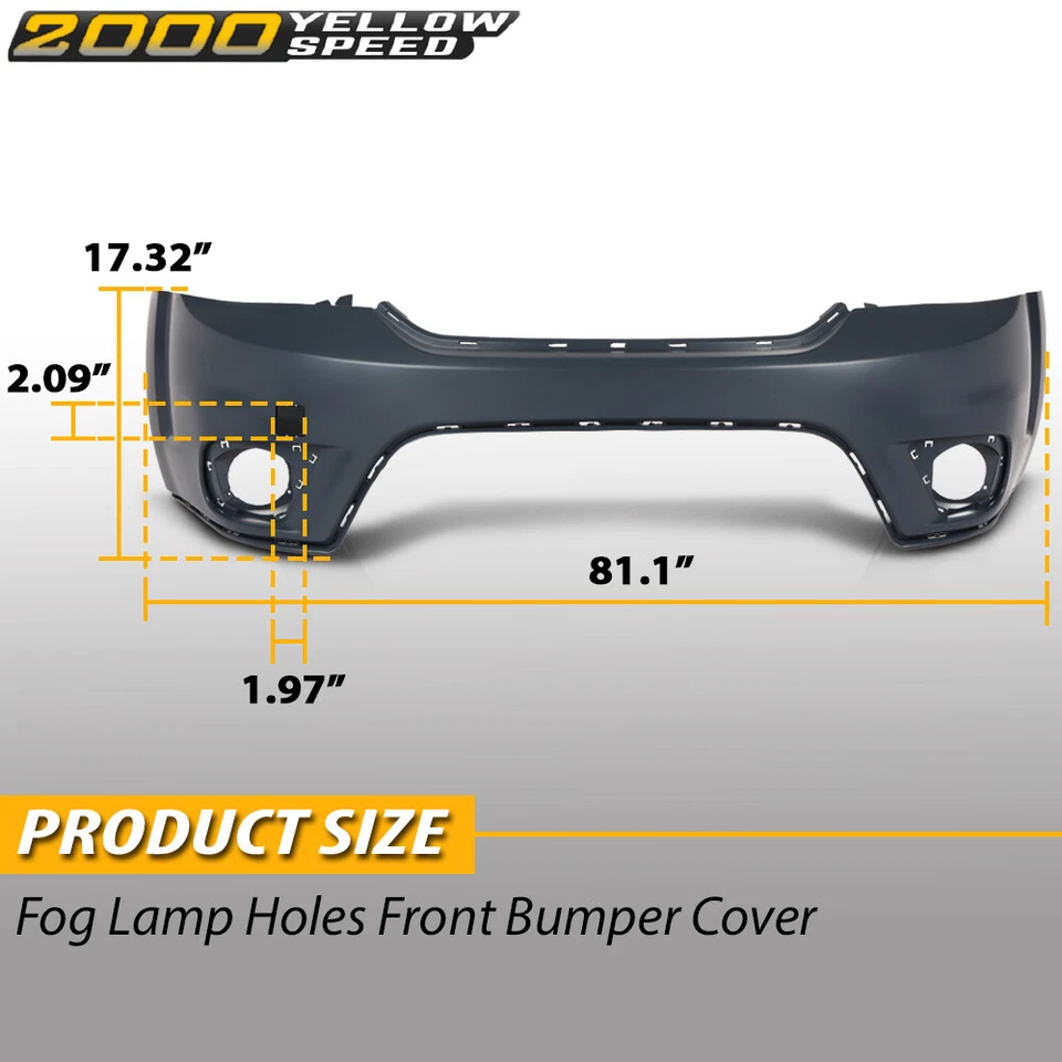 Fit For 2011 2012-2018 Dodge Journey Sport Front Bumper Cover w/ Fog Lamp Holes - Изображение 3 из 4