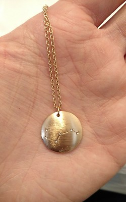 NEW MARLYN SCHIFF NECKLACE Pendant Gold Tone Diamonds Designer ADJ Cord Signed