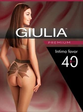 Giulia Intimo Favor 40 Denier Bow Patterned Open Gusset Crotchless Pantyhose