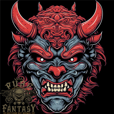 Japanische Oni Maske Samurai Ronin Bushido Herren leichte Baumwolle T-Shirt