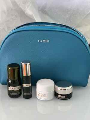 La Mer 5PC Mini Gift Set Emerald Green bag, Lotion,Cream, serum, eye cream NEW