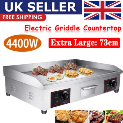 73cm Large Commercial Electric Griddle Countertop Hot Plate Bacon Grill Kitchen