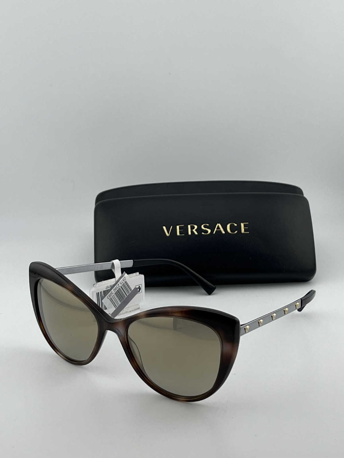 New Versace Sunglasses VE4348 52697I Tortoise Gold Medusa 57mm Cat Eye