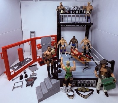 WWE Wrekkin Performance Center Wrestling Ring W/ Deluxe Aggression Wrestlers Lot