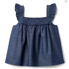 Janie and Jack Size 3 Chambray Smocked Lined Top Summer Lightweight Timeless