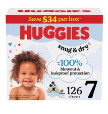 Huggies Snug  Dry Baby Diapers Size 7, 41 lbs- 126 Count