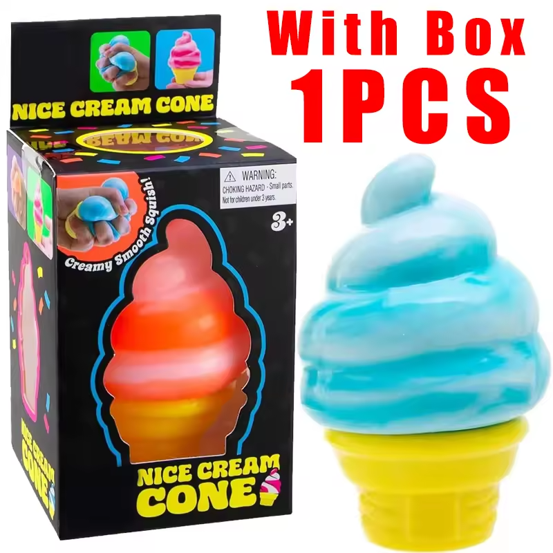 NeeDoh Nice Cream Ice Cream Cone Squishy Fidget Toy Orange