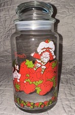 VTG Strawberry Shortcake Custard Glass Canister Jar Lid 1981 26 oz 7 MCMLXXX