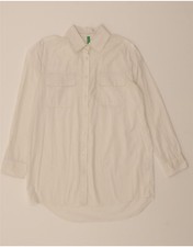 BENETTON Womens Shirt Dress UK 10 Small White Cotton BP03