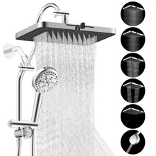 High Pressure Rain Shower Head Combo with Handheld Spray Slide Bar Adjustable
