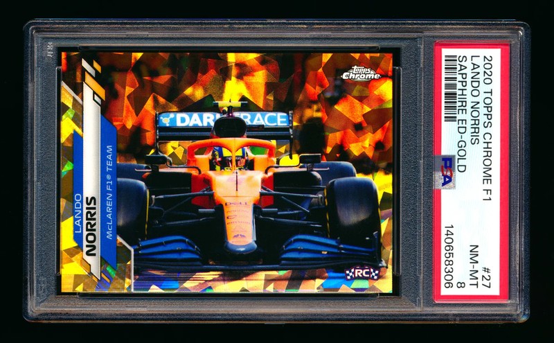 2020 Topps Chrome Sapphire F1 #27 Lando Norris RC Gold Refractor #20/50 PSA 8
