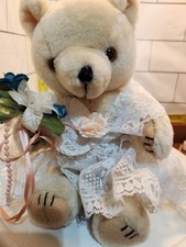 Bride Teddy Bear Jointed Arms  Legs 8.5   Dress Veil Bouque