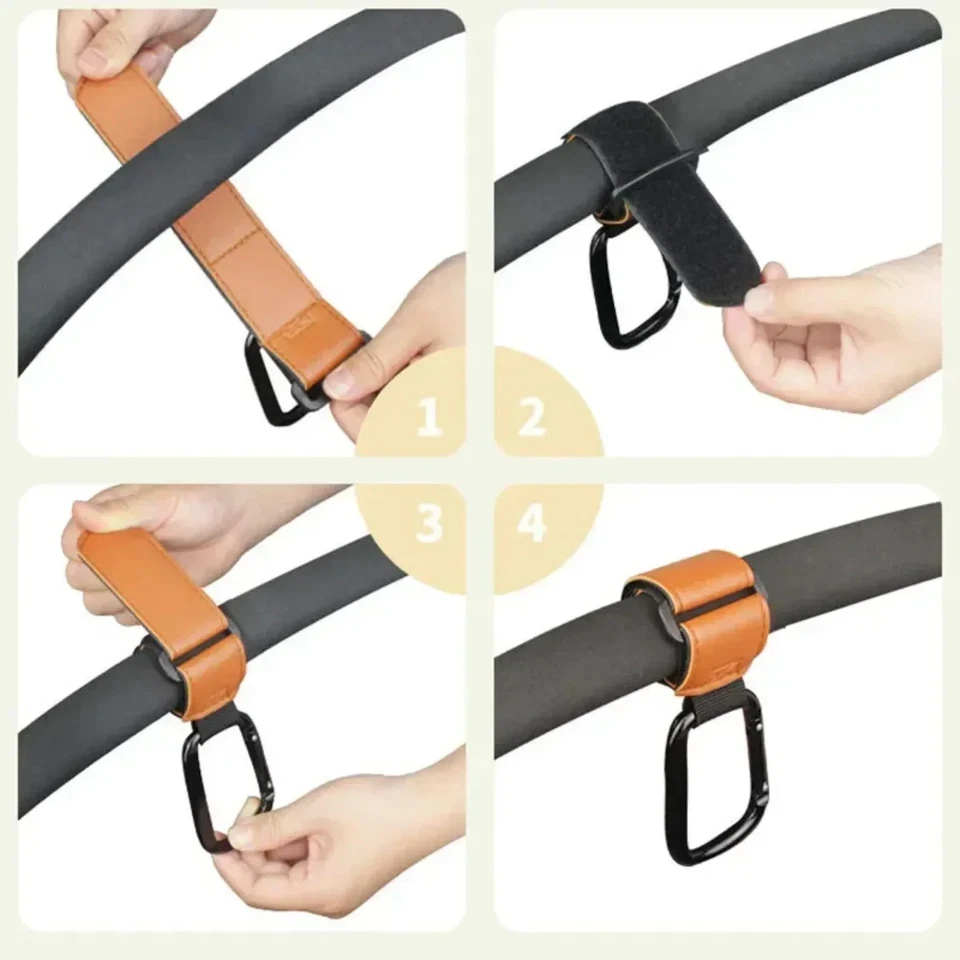 2 шт. кожаные крючки для коляски — зажимы для детской коляски из алюминиевого сплава - Изображение 4 из 4