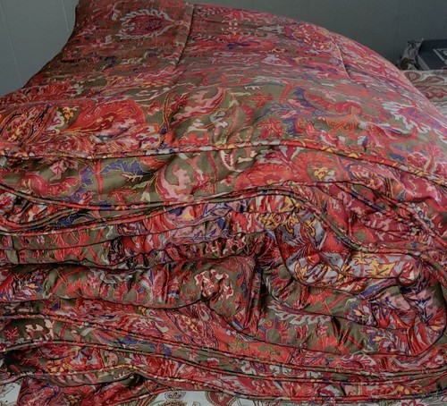 Rare Ralph Lauren Home Galahad Full Queen Comforter Sateen Paisley Red Green