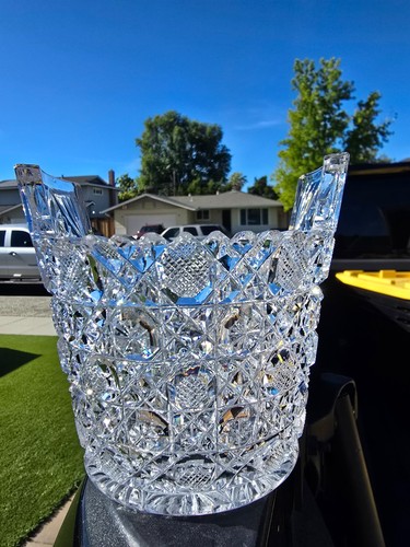 American Brilliant Crystal Cut Glass Ice Bucket MINT - Picture 2 of 7