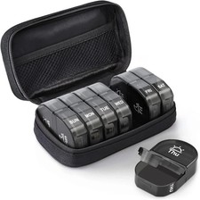 AUVON Canvas Bag Weekly Pill Organizer 2 Times a Day, Large AM/PM Pill Box 7 Day