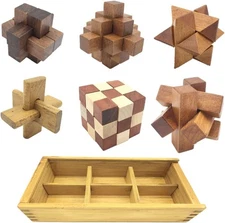 Guaishou 6-in-One 3D Luxury Wooden Brain Puzzle Teaser Kongming Lock for Teens a