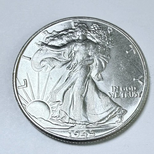 1945 50C Walking Liberty Half Dollar. 90% Silver MS Mint State Details #5663