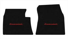 Lloyd Velourtex Front Carpet Mats for '59-60 Chevy Biscayne w/Red on Black Chevy