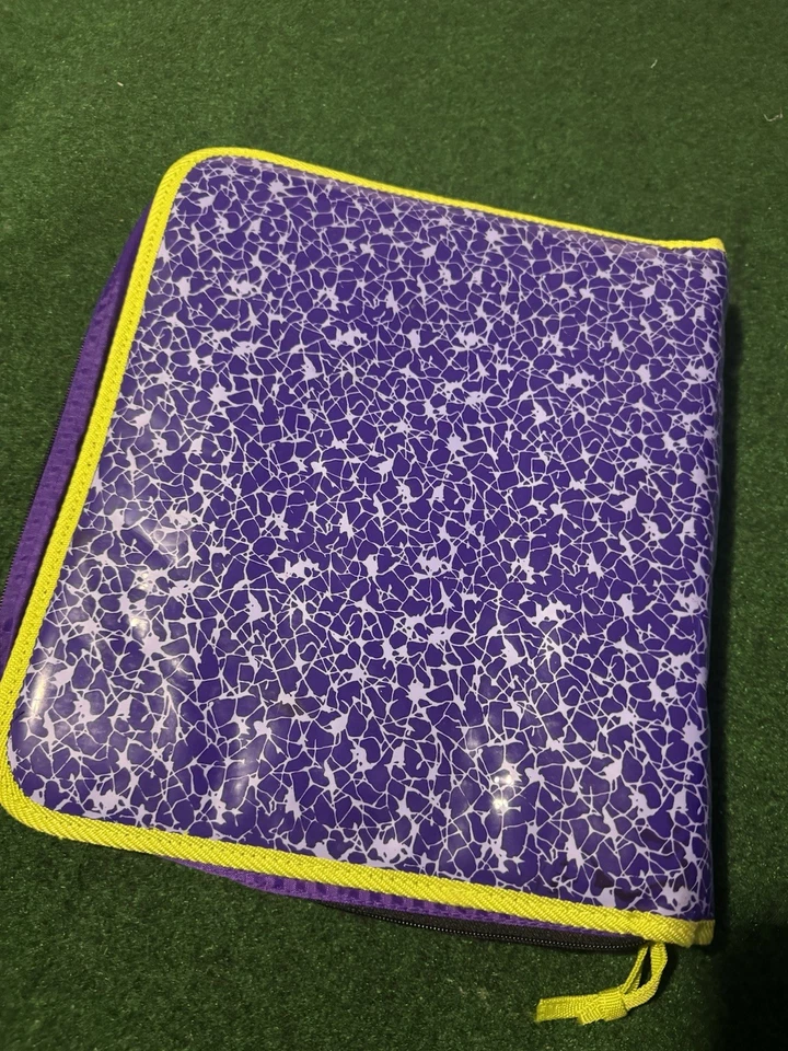 Carpeta de limo Nickelodeon vintage años 90 Stuart Hall cremallera púrpura verde neón Foto 2 de 4