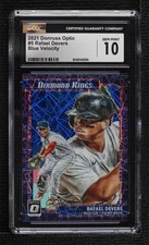 2021 Donruss Optic Blue Velocity Prizm 75/99 Rafael Devers CGC 10 Gem Mint 00ur