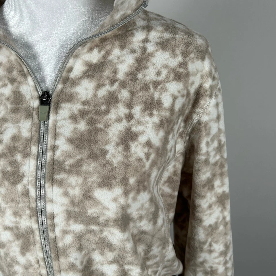 Chaqueta polar Eddie Bauer blanca tostada cremallera completa cuello superior grande informal calce relajado Foto 2 de 4