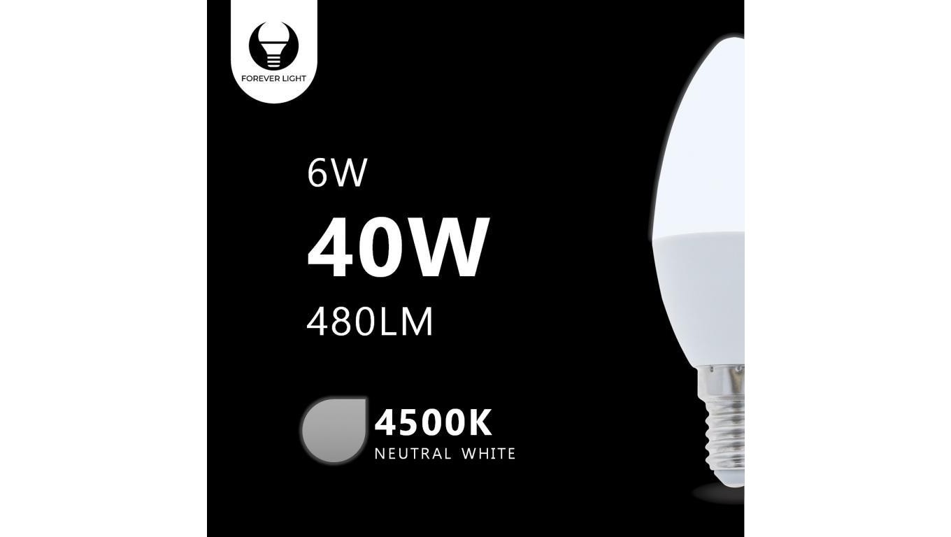5900495839800 arówka   E14 C37 6W 230V 4500K 480lm Forever Light RTV003448 TE