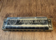 Vintage M Hohner Marine Band Harmonica Key of C Model A440 Made In Germany