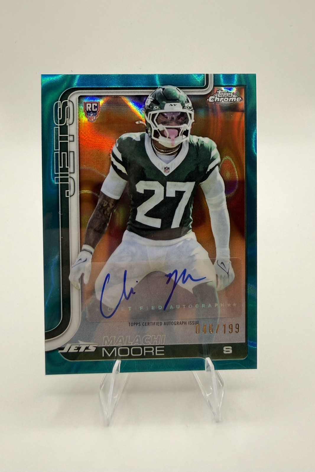 2025 Topps Chrome- RC Malachi Moore Auto /199 Aqua Lava Refractor #RRA-MM  JETS
