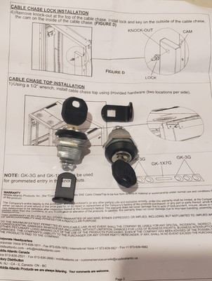 Middle Atlantic Cable Chase Lock & Key (Pair) (42Sp/45SP Sizes)