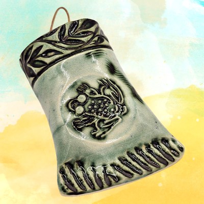 Unique Floral Frog Wall Pocket   Handcrafted Studio Pottery Garden Art Wall Vase
