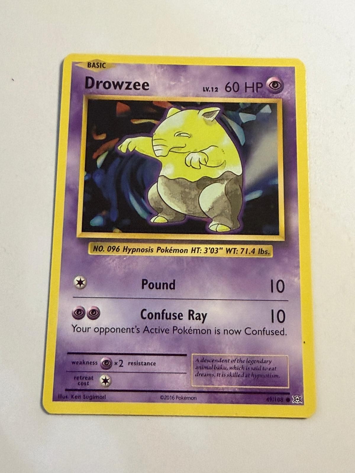Drowzee 49/108 Common Evolutions Pokemon Moderately Played