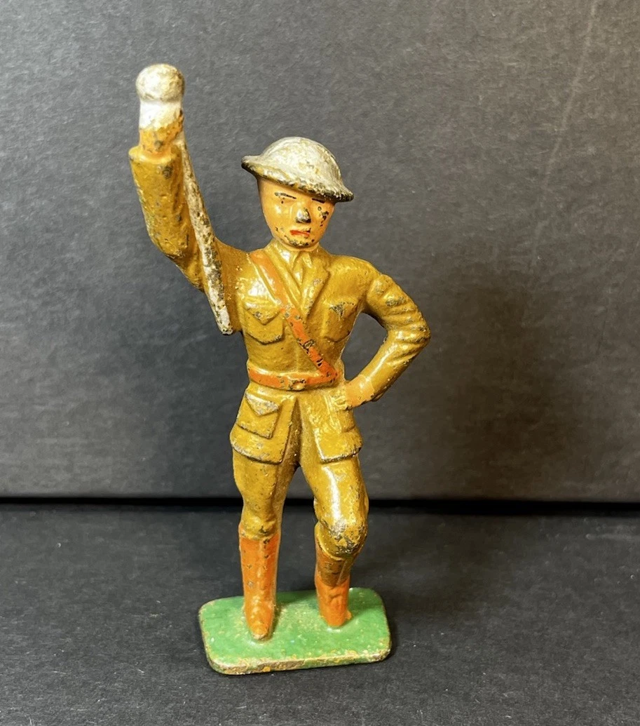 Vintage Drum Major Marching Toy Soldier - Gray Iron Solid Metal Dime Store
