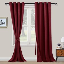 Opaque Curtains Blackout Curtains with Eyelets 2 Pieces Curtains with Raf...