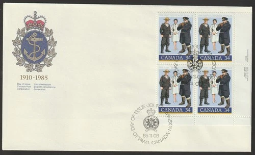 Canada #1075, Royal Canadian Navy, LR PB, Official First Day Cover, FDC 1985