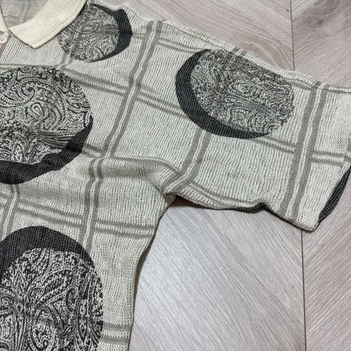 VESTOPIA Vintage Knit Top Check & Paisley Pattern Free Size image 5