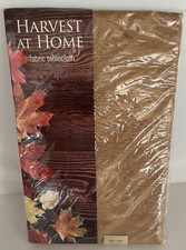 HARVEST AT HOME 60" x 84  OBLONG FALL TREMONT GOLD TABLECLOTH NEW IN PACKAGE 