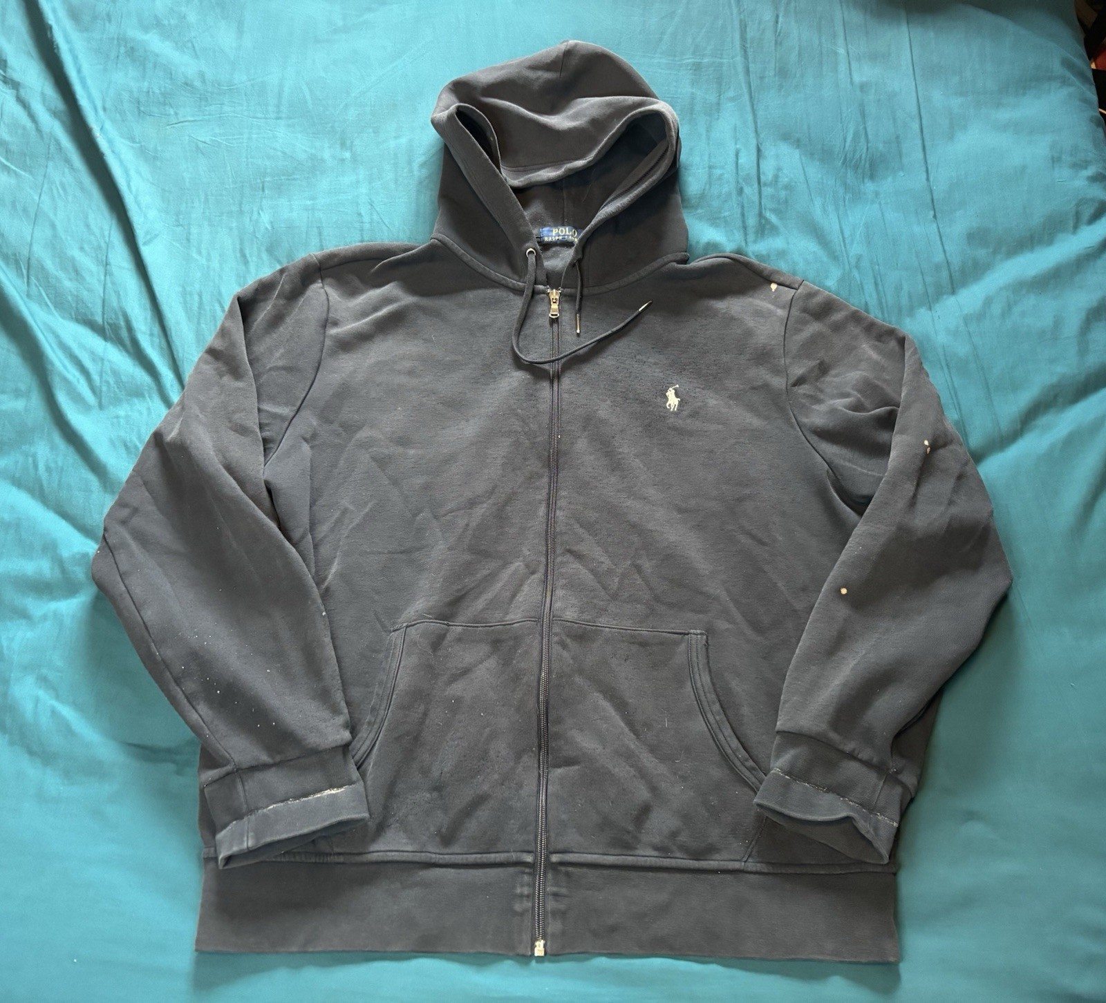 Polo Ralph Lauren Hoodie Sweatshirt Mens XL Dark Blue Full Zip Pony Logo Preppy