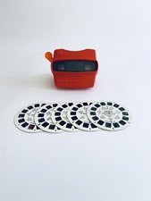 View Master 3D Viewer Red Classic Viewmaster w/ 5 Slides Slide Viewer USA VTG
