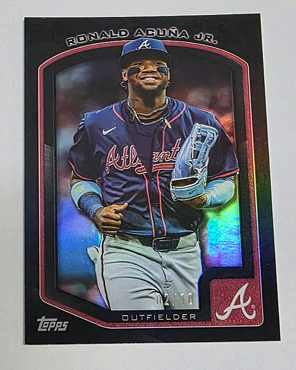 RONALD ACUNA JR 2025 Topps Flagship Black Foil Refractor SP #d 2/10 - Card #75