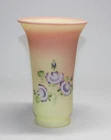 VINTAGE FENTON BURMESE PURPLE FLOWER VASE SIGNED STEPHENS - URANIUM - GLOWS