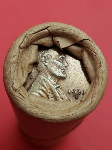 AU 1931-D LINCOLN WHEAT CENT 1912D LINCOLN WHEAT PENNY COIN ROLL ENDS BANKROLLED