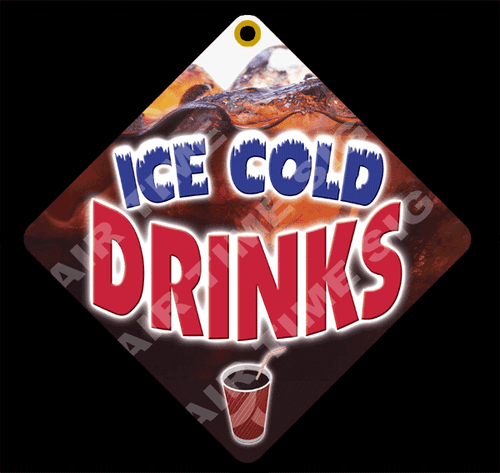 Cold Drinks Diamond Konzessionsschild-Anhänger, Restaurant 12" x 12" 2-seitig - Bild 1 von 2