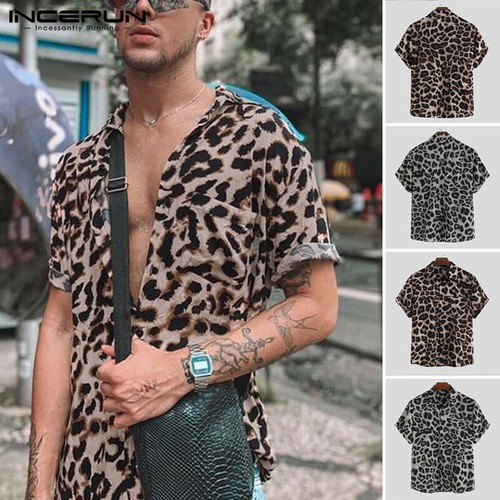 Short Sleeve Leopard Printed Shirt Tops 