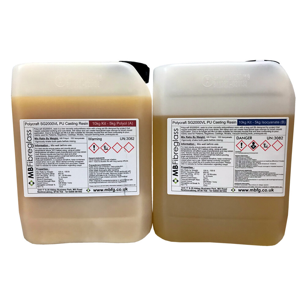 Polycraft SG2000VL Paintable Very Long Pot Life Polyurethane Resin - 10kg Kit