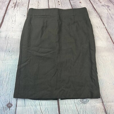 J. Crew Womens Straight Skirt Black Midi Back Slit Lined 100% Wool Zip 8