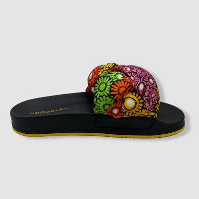 $325 La DoubleJ Women's Black Treccia Printed Slide Sandal Shoes Size 37