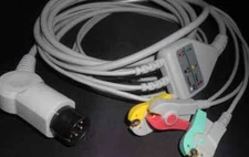 General 6 Pins ECG EKG Cable With 3 leads AHA Pinch G3101P Compatible