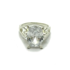 Sterling Silver Ring Genuine Solid 925 With 14X10mm Oval Cubic Zirconia Empress
