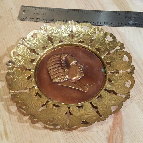 Copper & Brass Bach Wall Art Plate Plaques Ornate Butterfly Edges - Swanky Barn - Picture 10 of 12